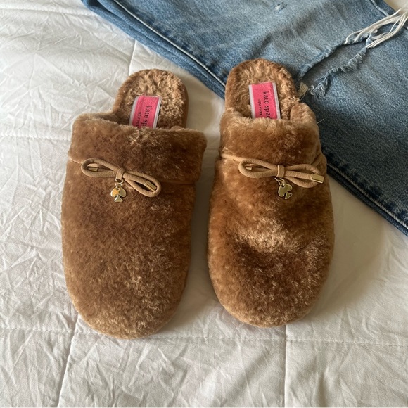 kate spade Shoes - Kate Spade Women’s Shearling Faux Fur Lucy Slipper, Light Fawn size 9